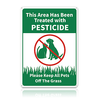 UV Protected & Waterproof Aluminum Warning Signs, This Area Has Been Treated with PESTICIDE Please Keep ALL Pets Off The Grass, Green, 30x25cm