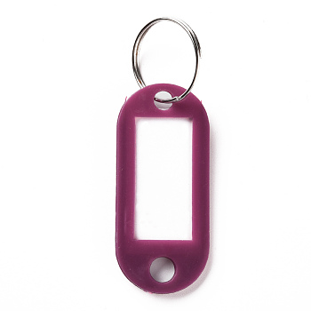 Plastic Badge Holders with Iron Rings, Tag Card Holder, Oval, Purple, 50.5x22x2.5mm, Hole: 7mm