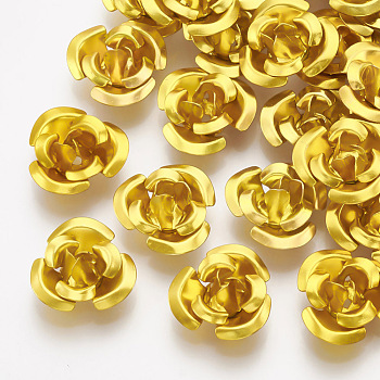 Aluminum Beads, 3-Petal Flower, Gold, 7x4mm, Hole: 0.8mm, about 950pcs/bag