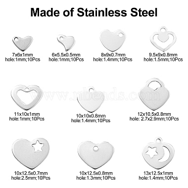 100Pcs 10 Styles 201 Stainless Steel Stamping Blank Tag Pendants(STAS-CJ0002-24)-2