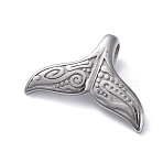 Tarnish Resistant 304 Stainless Steel Pendants, Fishtail Shape, Stainless Steel Color, 17x25.5x2mm, Hole: 7x3mm(X-STAS-I127-092P)