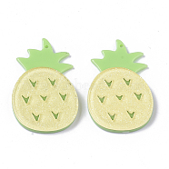 Cellulose Acetate(Resin) Pendants, with Glitter Powder, Pineapple, Light Green, 40x26x4.5mm, Hole: 1.4mm(KY-R021-04)