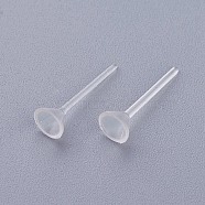 Plastic Stud Earring Findings, Clear, 5mm, Pin: 0.7mm, about 1000pcs/bag(KY-G006-02-5m)