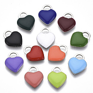 201 Stainless Steel Enamel Charms, Heart, Stainless Steel Color, Mixed Color, 14.5x11.5x2mm, Hole: 3x4mm(STAS-N088-11)