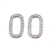 304 Stainless Steel Linking Rings, with Crystal Rhinestone, Oval, Stainless Steel Color, 22.5x13x2mm(STAS-N095-149)