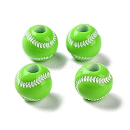 Spray Printed Opaque Acrylic European Beads, Large Hole Beads, Tennis, Lime Green, 11x10.5mm, Hole: 4mm, about 1000pcs/500g(SACR-P031-25C-01)