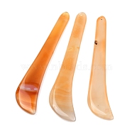 Natural Agate Massage Stick, Gua Sha Massage Tools, for Soft Tissue, Physical Therapy Stuff Used for Back, Legs, Arms, Neck, Shoulder, Crescent Blade Shape, Saddle Brown, 105~118.5x23~25x4~5.5mm, Hole: 2mm(G-B008-05B)