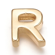 Brass Charms, Long-Lasting Plated, Real 18K Gold Plated, Letter.R, R: 8.5x7.5x3mm, Hole: 1.6mm(ZIRC-I037-01R-G)