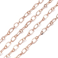 Brass Figaro Chains, Soldered, with Spool, Oval and Round Link Chains, Rose Gold, 5.5x0.5mm, about 82.02 Feet(25m)/roll(CHC-L020B-01RG)