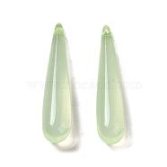 Transparent Acrylic Pendants, Teardrop, Pale Green, 35x7.5mm, Hole: 1.4mm(OACR-H042-07B)