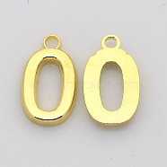 (Holiday Stock-Up Sale)Rack Plated Zinc Alloy Number Charms, Lead Free & Cadmium Free & Nickel Free, Golden Metal Color, Num.0, 18x6~10x2mm, Hole: 2mm(PALLOY-A062-0G-NR)