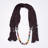 (Jewelry Parties Factory Sale)Simple Design Women's Beaded Cloth Scarf Necklaces, with CCB Plastic Findings, Coconut Brown, 76.3 inch~77.9 inch(194~198cm)(NJEW-K111-02D)