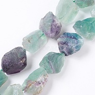 Natural Fluorite Beads Strands, Nuggets, 16~35x16~28mm, Hole: 1.5mm, about 16pcs/strand, 14.17 inch~15.35 inch(36~39cm)(G-I230-01)