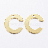 304 Stainless Steel Charms, Letter.C, Real 18K Gold Plated, 11x10x0.8mm, Hole: 1mm(X-STAS-P141-C)