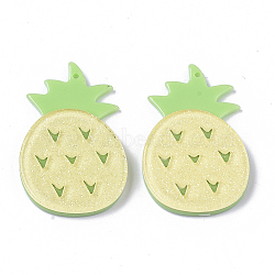 Cellulose Acetate(Resin) Pendants, with Glitter Powder, Pineapple, Light Green, 40x26x4.5mm, Hole: 1.4mm(KY-R021-04)