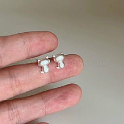 925 Sterling Silver Stud Earrings, Cat Shape, Matte Silver Color, 8x5.5mm(EJEW-C176-01B-MS)