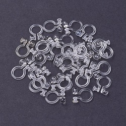 Eco-Friendly Plastic Clip-on Earring Findings, Clear, 10.5x8x3mm, Hole: 0.7mm, Fit for 5mm rhinestone(X-KY-P005-02)