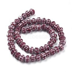 Handmade Lampwork Beads Strands, Faceted, Rondelle, Brown, 9~10x7mm, Hole: 2mm, about 56pcs/strand, 15.3 inch(39cm)(LAMP-F014-E06-A)