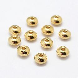 Brass Spacer Beads, Rondelle, Nickel Free, Raw(Unplated), 7x4.5mm, Hole: 2mm(KK-P095-29-A)