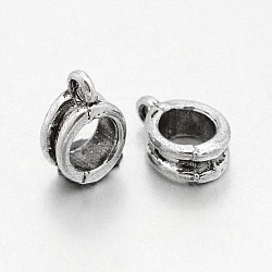 Tibetan Style Alloy Tube Bails, Loop Bails, Cadmium Free & Lead Free, Ring, Bail Beads, Antique Silver, 11x7x4mm, Hole: 2, Inner Diameter: 5mm(X-TIBE-O006-206)