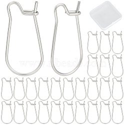 100Pcs 304 Stainless Steel Hoop Earrings Findings, Kidney Ear Wire, Stainless Steel Color, 20 Gauge, 20x10.5mm, Pin: 0.8mm(STAS-CN0001-48B)