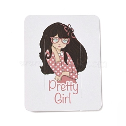 Rectangle Paper Hair Clip Display Cards, Jewelry Display Cards for Hair Clip Storage, White, Girl Pattern, 9x7x0.05cm(CDIS-C004-03K)