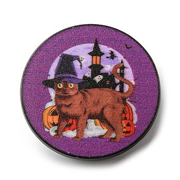 Halloween Theme Alloy Brooch, Cat Pin, Purple, 30x2mm