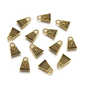 Tibetan Style Alloy Charms, Antique Golden, Lead Free & Nickel Free & Cadmium Free, 16.5mm long, 12mm wide, 2mm thick, hole: 3mm