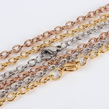 304 Stainless Steel Cable Chain for Necklace Making, with Lobster Claw Clasps, Mixed Color, 23.6 inch(59.9cm)
