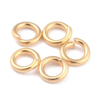 Rack Plating Brass Jump Rings, Open Jump Rings, Long-Lasting Plated, Real 24K Gold Plated, 5x1mm, 18 Gauge, Inner Diameter: 3mm