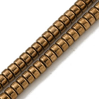 Electroplated Synthetic Non-magnetic Hematite Beads Strands, Disc, Heishi Beads, Coffee Plated, 3.5x2mm, Hole: 1mm, about 183~188pcs/strand, 15.16''~15.67''(38.5~39.8cm)
