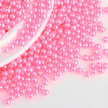 Imitation Pearl Acrylic Beads, No Hole, Round, Hot Pink, 10mm, about 1000pcs/bag