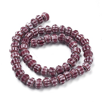 Handmade Lampwork Beads Strands, Faceted, Rondelle, Brown, 9~10x7mm, Hole: 2mm, about 56pcs/strand, 15.3 inch(39cm)