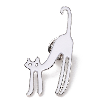 Cat Enamel Pin, Cartoon Animal Alloy Badge for Backpack Clothes, Platinum, White, 43.5x23x1.5mm