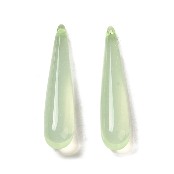Transparent Acrylic Pendants, Teardrop, Pale Green, 35x7.5mm, Hole: 1.4mm