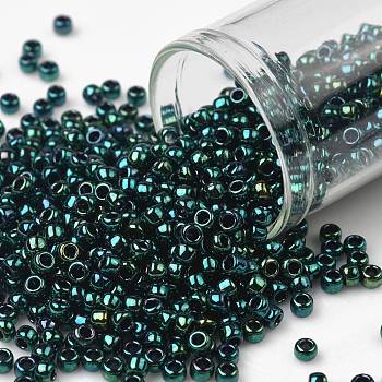 TOHO Round Seed Beads, Japanese Seed Beads, (506) High Metallic June Bug, 8/0, 3mm, Hole: 1mm, about 1110pcs/50g