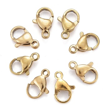 Ion Plating(IP) 304 Stainless Steel Lobster Claw Clasps, Parrot Trigger Clasps, Real 18k Gold Plated, 10x6x3mm, Hole: 1.5mm