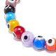 9 pièces 9 couleurs à la main mauvais œil au chalumeau rond perlé extensible bracelets ensemble pour enfants(BJEW-JB08899)-6