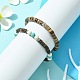2Pcs 2 Style Synthetic Turquoise Round & Natural Coconut Disc Beaded Stretch Bracelets Set(BJEW-JB09807)-4