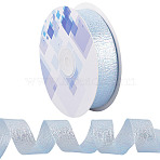 20 Yards Iridescent Polyester Ruffled Ribbon for Sewing Decoration, Light Blue, 1 inch(25mm)(OCOR-WH20007-14A)