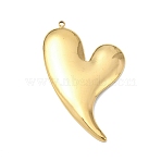 304 Stainless Steel Pendants, Real 18K Gold Plated, Heart Charm, 45.5x28.5x3mm, Hole: 1.2mm(STAS-G390-02G-04)