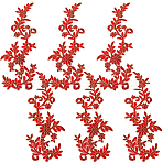 6Pcs Cloth Clothing Patches, Peony, Red, 282x110x1.5mm(DIY-GF0012-98D)