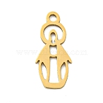 Ion Plating(IP) 201 Stainless Steel Pendants, Saint Charm, Laser Cut, Real 18K Gold Plated, 17x7.5x1mm, Hole: 1.5mm(STAS-M015-03G)