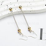 Plastic Dangle Earrings, with Iron Finding, Beadable Earrings for Women, Round, Golden, 76x6.5mm, Pin: 0.9mm and 1.8mm(EJEW-WH0033-17B)