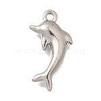 Ocean Series 304 Stainless Steel Charms, Anti-Tarnish, Dolphin, 14.5x8.5x2.5mm, Hole: 1.2mm(X-STAS-H477-01E-P)