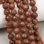 Synthetic Goldstone Beads Strands, Round, Faceted, 9.5~10mm, Hole: 1.3mm, about 38~39pcs/strand, 14.09''~14.37''(35.8~36.5cm)(GG-CBA199E-F01-10mm)