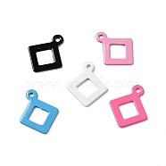 Spray Painted 201 Stainless Steel Charms, Rhombus Charm, Mixed Color, 12x9.5x0.5mm, Hole: 1mm(STAS-I672-32)