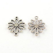 Flower Tibetan Style Alloy Links connectors, Cadmium Free & Lead Free, Antique Silver, 25x19x2mm, Hole: 1.5mm, about 910pcs/1000g(TIBE-Q046-11AS-LF)