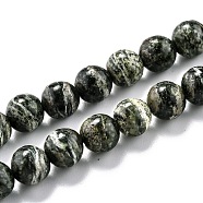 Natural Green Zebra Jasper Beads Strands, Round, 6.5mm, Hole: 1mm, about 58pcs/strand, 15.16''(38.5cm)(G-O199-05A)