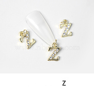Alloy Rhinestone Cabochons, Nail Art Decoration Accessories, with Jump Ring, Letter, Golden, Letter.Z, 11~14x5~12mm(MRMJ-T056-93G-Z)
